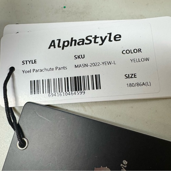 NEW AlphaStyle Yowl Yellow Colorblock Parachute Satin Jogger Pants Size L - Picture 13 of 17